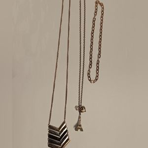 Eiffel Tower Necklace Bundle Gold Tone Costume Jewelry